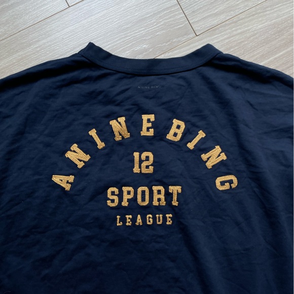 Anine Bing Rod League Sweatshirt in Washed Navy Sz L EUC Cotton - Picture 12 of 13